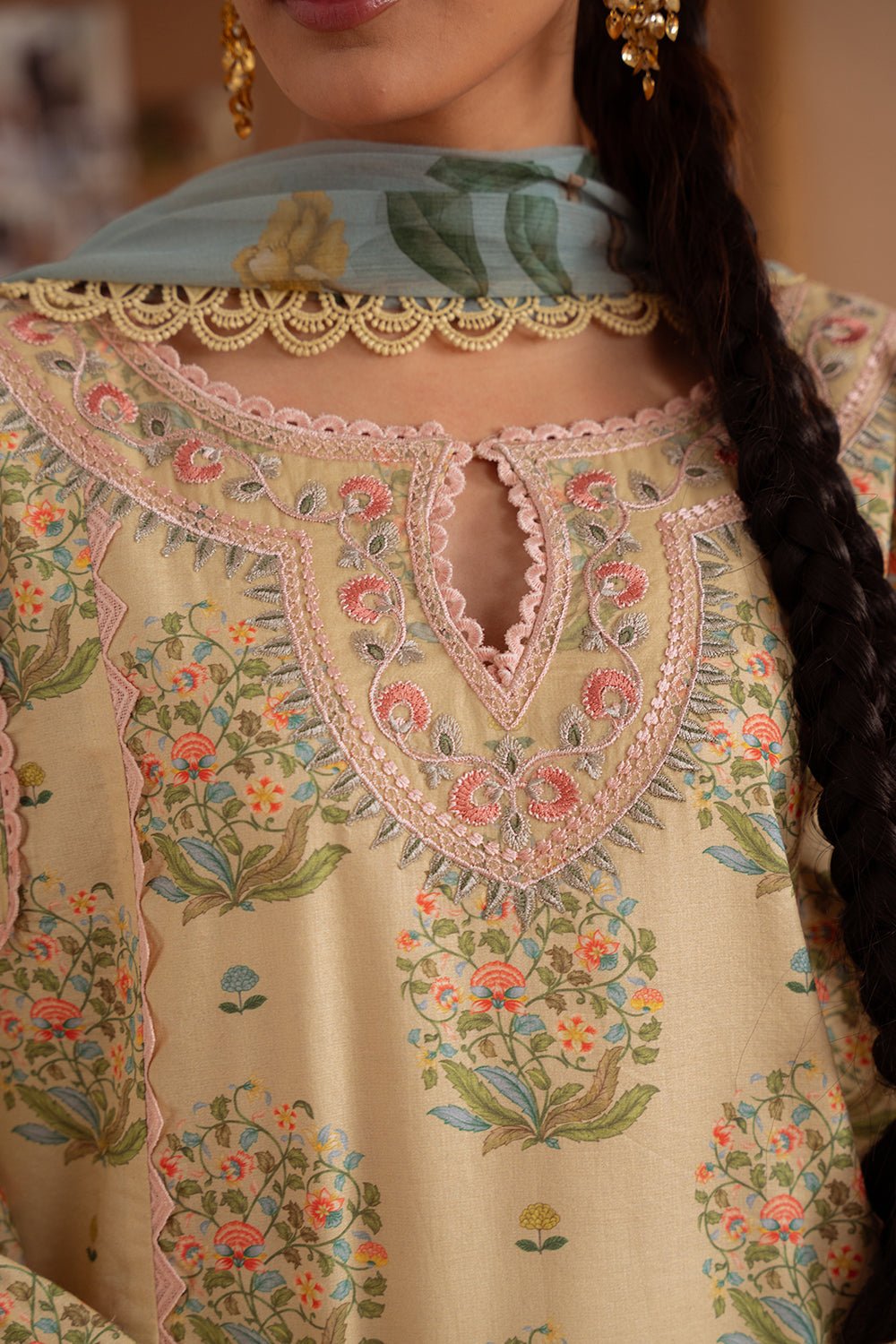 Saira Rizwan | Laanem Summer Lawn 25 | NERIDA-A-SRL25-02-Brand:Saira Rizwan-Type:Ladies Clothes-Beige-Lawn-House of Maryam- Buy in UK, USA