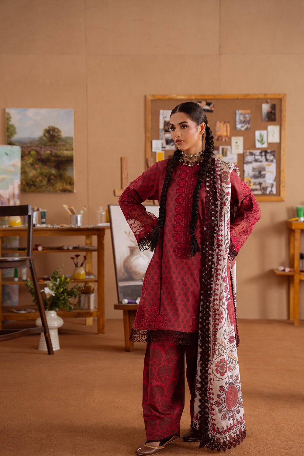 Saira Rizwan | Laanem Summer Lawn 25 | SEREN-A-SRL25-08-Brand:Saira Rizwan-Type:Ladies Clothes-Haute Red-Lawn-House of Maryam- Buy in UK, USA
