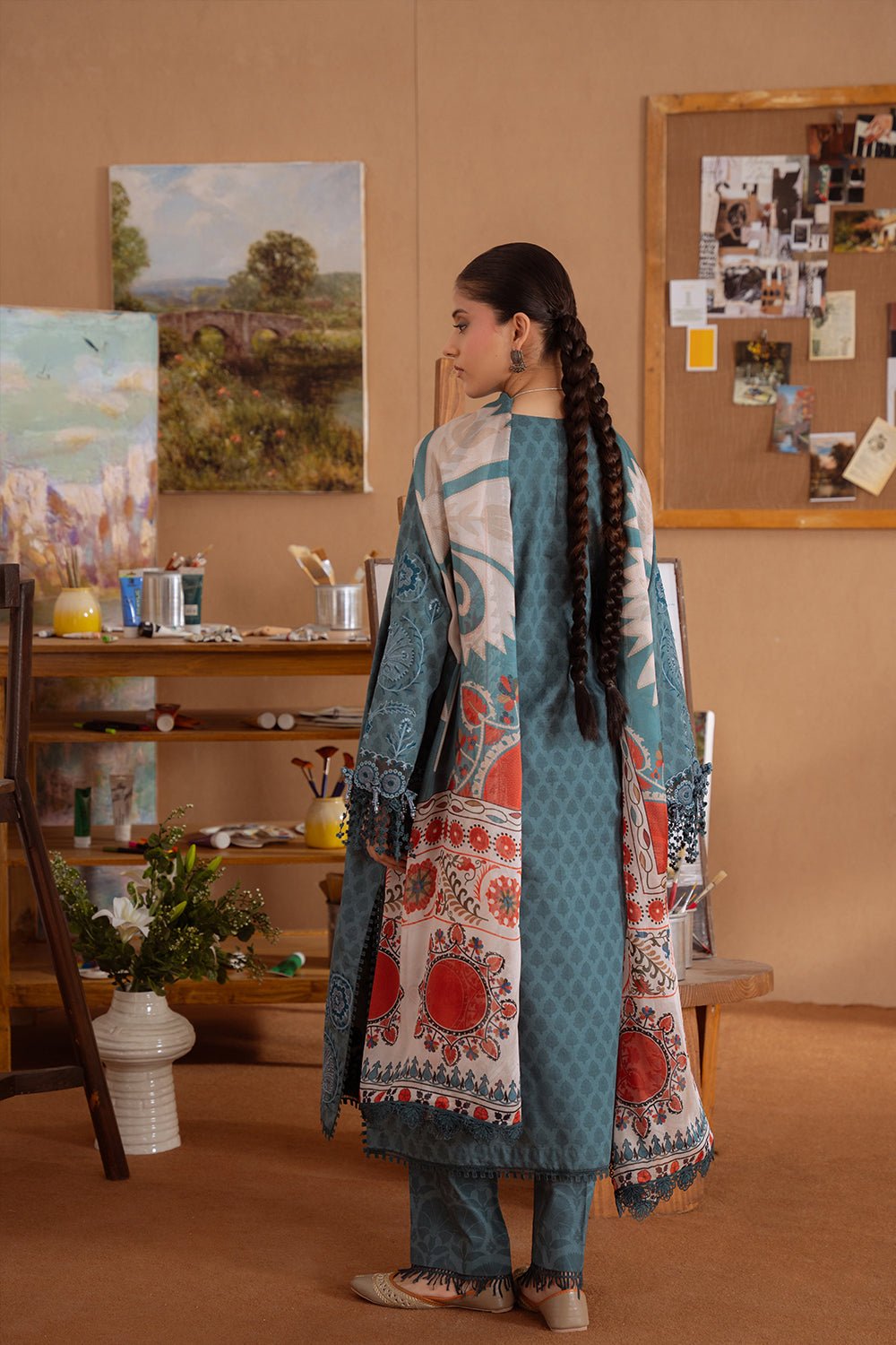 Saira Rizwan | Laanem Summer Lawn 25 | SEREN-B-SRL25-08-Brand:Saira Rizwan-Type:Ladies Clothes-Teal Blue-Lawn-House of Maryam- Buy in UK, USA