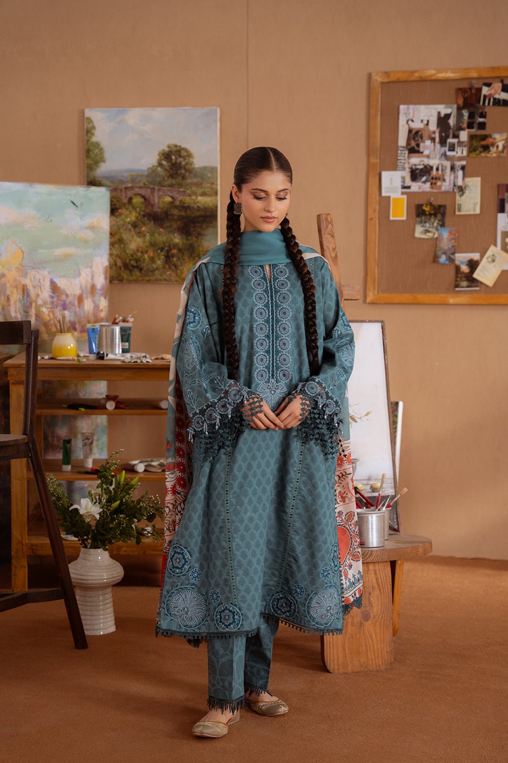 Saira Rizwan | Laanem Summer Lawn 25 | SEREN-B-SRL25-08-Brand:Saira Rizwan-Type:Ladies Clothes-Teal Blue-Lawn-House of Maryam- Buy in UK, USA