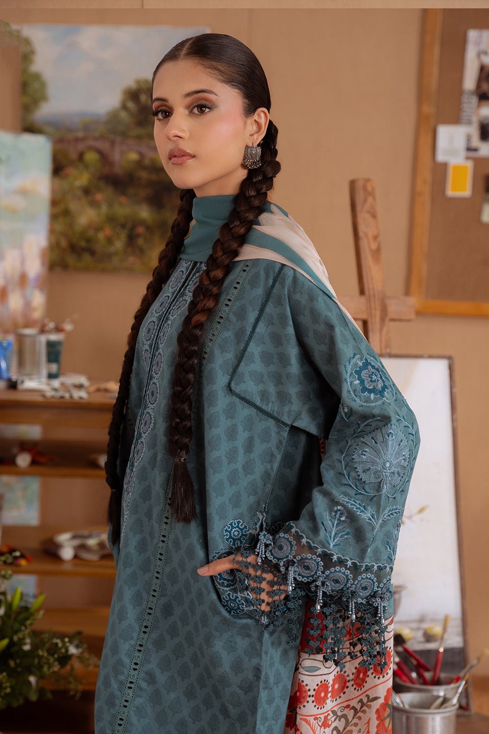 Saira Rizwan | Laanem Summer Lawn 25 | SEREN-B-SRL25-08-Brand:Saira Rizwan-Type:Ladies Clothes-Teal Blue-Lawn-House of Maryam- Buy in UK, USA