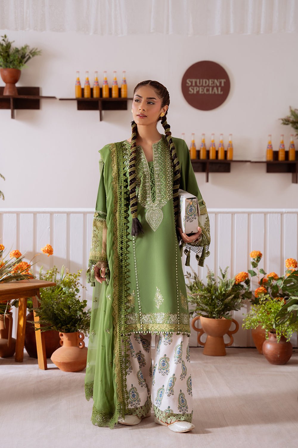 Saira Rizwan | Laanem Summer Lawn 25 | ZAFIRA-A-SRL25-03-Brand:Saira Rizwan-Type:Ladies Clothes-Pastel Green-Lawn-House of Maryam- Buy in UK, USA