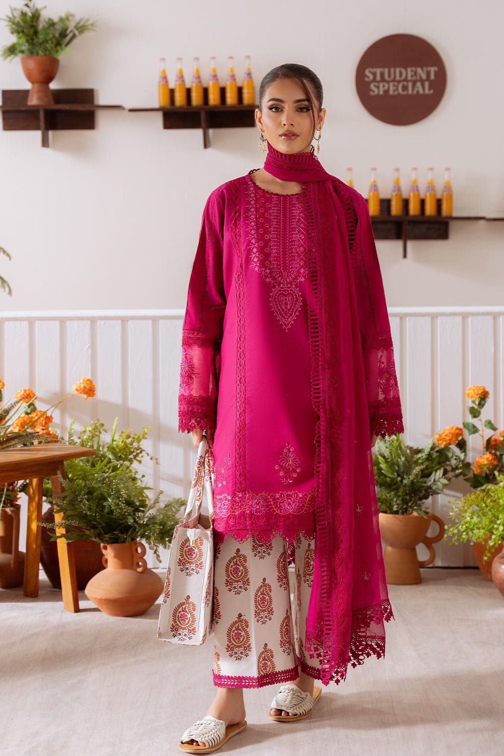 Saira Rizwan | Laanem Summer Lawn 25 | ZAFIRA-B-SRL25-03-Brand:Saira Rizwan-Type:Ladies Clothes-Coral Pink-Lawn-House of Maryam- Buy in UK, USA