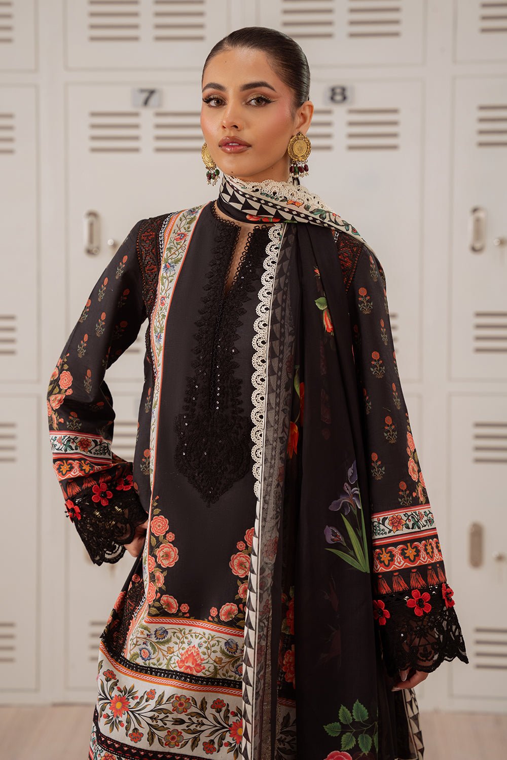 Saira Rizwan | Laanem Summer Lawn 25 | ZUMRA-A-SRL25-07-Brand:Saira Rizwan-Type:Ladies Clothes-Black-Lawn-House of Maryam- Buy in UK, USA