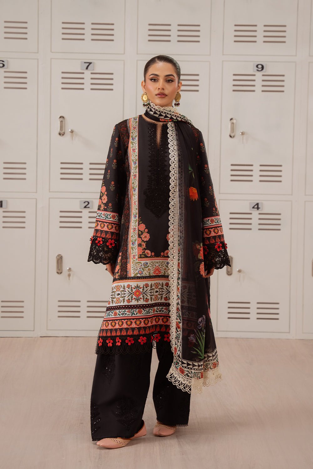 Saira Rizwan | Laanem Summer Lawn 25 | ZUMRA-A-SRL25-07-Brand:Saira Rizwan-Type:Ladies Clothes-Black-Lawn-House of Maryam- Buy in UK, USA