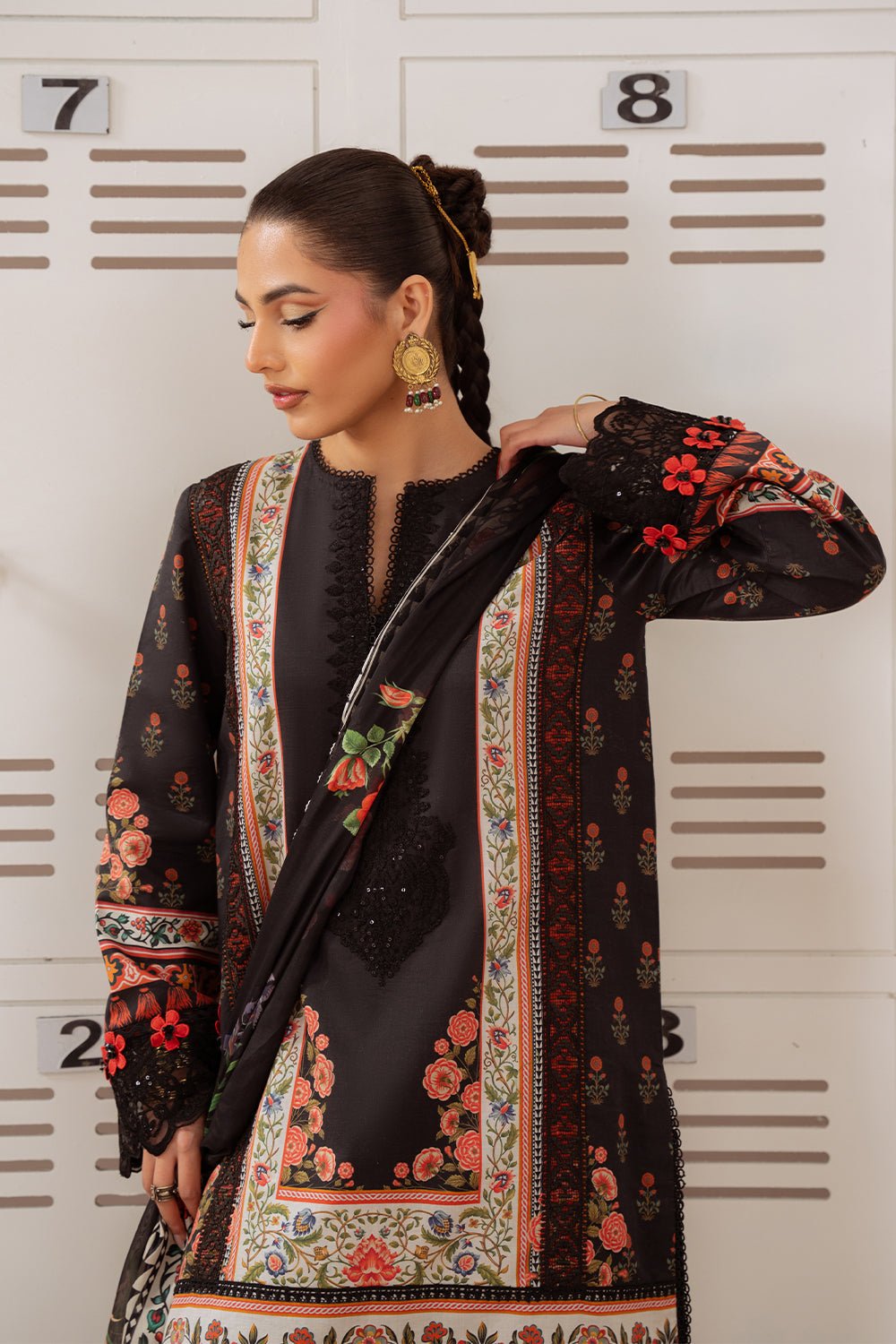 Saira Rizwan | Laanem Summer Lawn 25 | ZUMRA-A-SRL25-07-Brand:Saira Rizwan-Type:Ladies Clothes-Black-Lawn-House of Maryam- Buy in UK, USA
