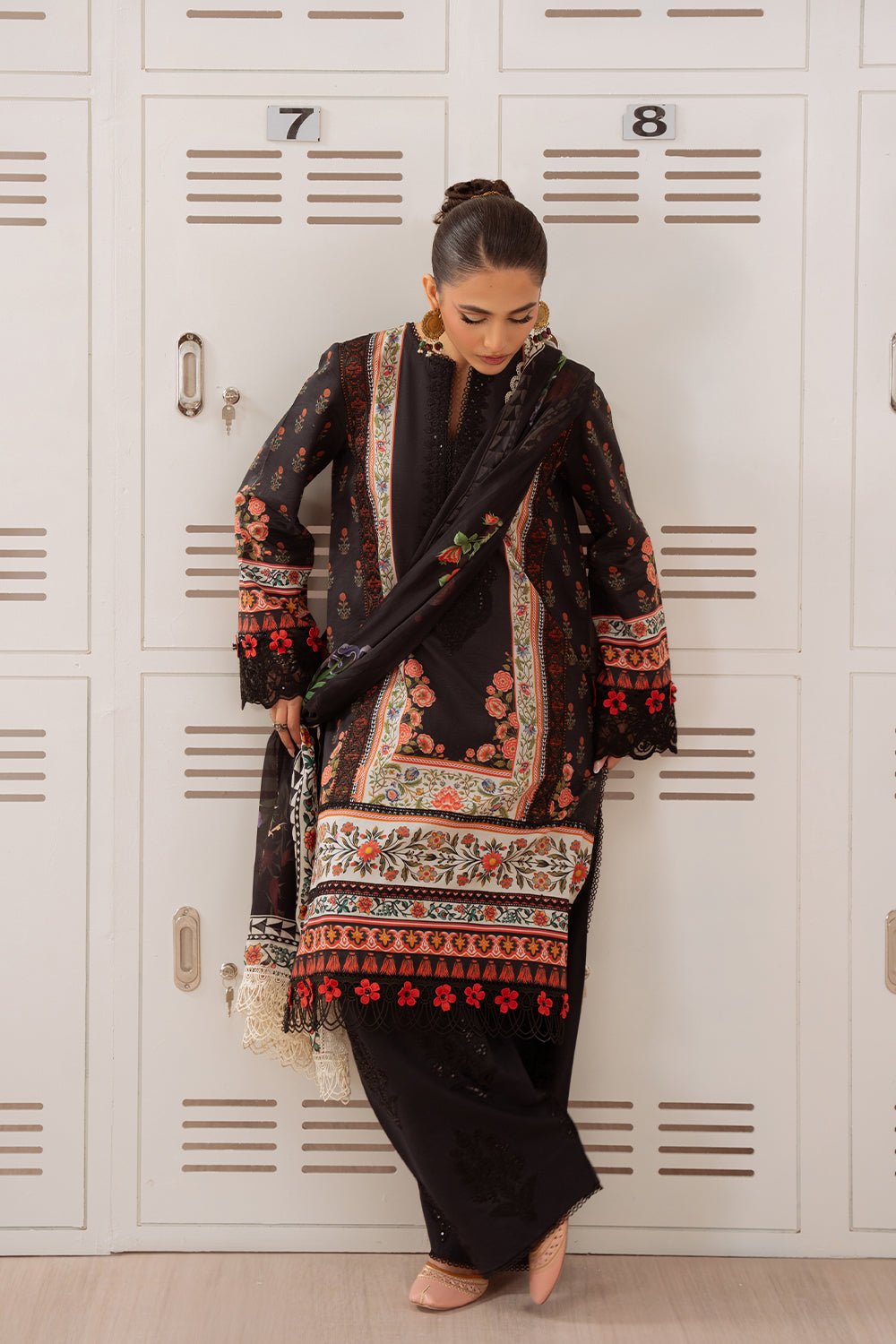Saira Rizwan | Laanem Summer Lawn 25 | ZUMRA-A-SRL25-07-Brand:Saira Rizwan-Type:Ladies Clothes-Black-Lawn-House of Maryam- Buy in UK, USA