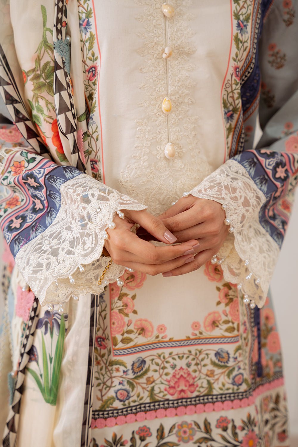 Saira Rizwan | Laanem Summer Lawn 25 | ZUMRA-B-SRL25-07-Brand:Saira Rizwan-Type:Ladies Clothes-Ivory-Lawn-House of Maryam- Buy in UK, USA