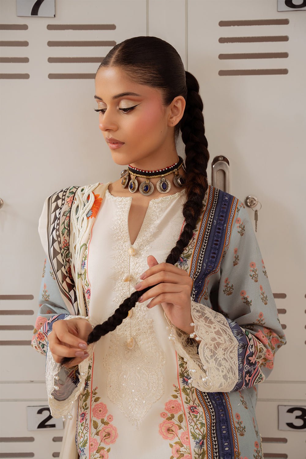Saira Rizwan | Laanem Summer Lawn 25 | ZUMRA-B-SRL25-07-Brand:Saira Rizwan-Type:Ladies Clothes-Ivory-Lawn-House of Maryam- Buy in UK, USA
