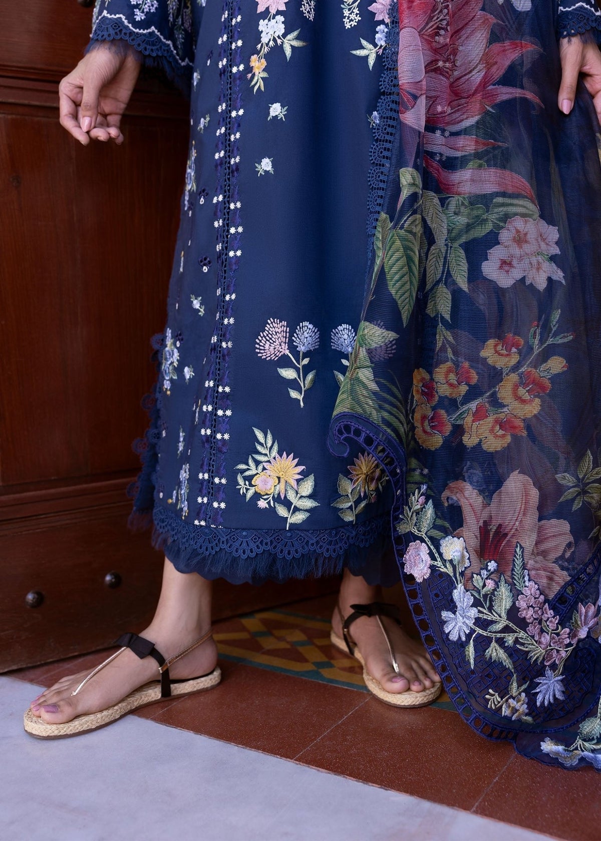 Saira Shakira | Bloom Lawn 25 | HANGING GARDENS 2-B-Brand:Saira Shakira-Type:Ladies Clothes-Lawn-Navy Blue-House of Maryam- Buy in UK, USA