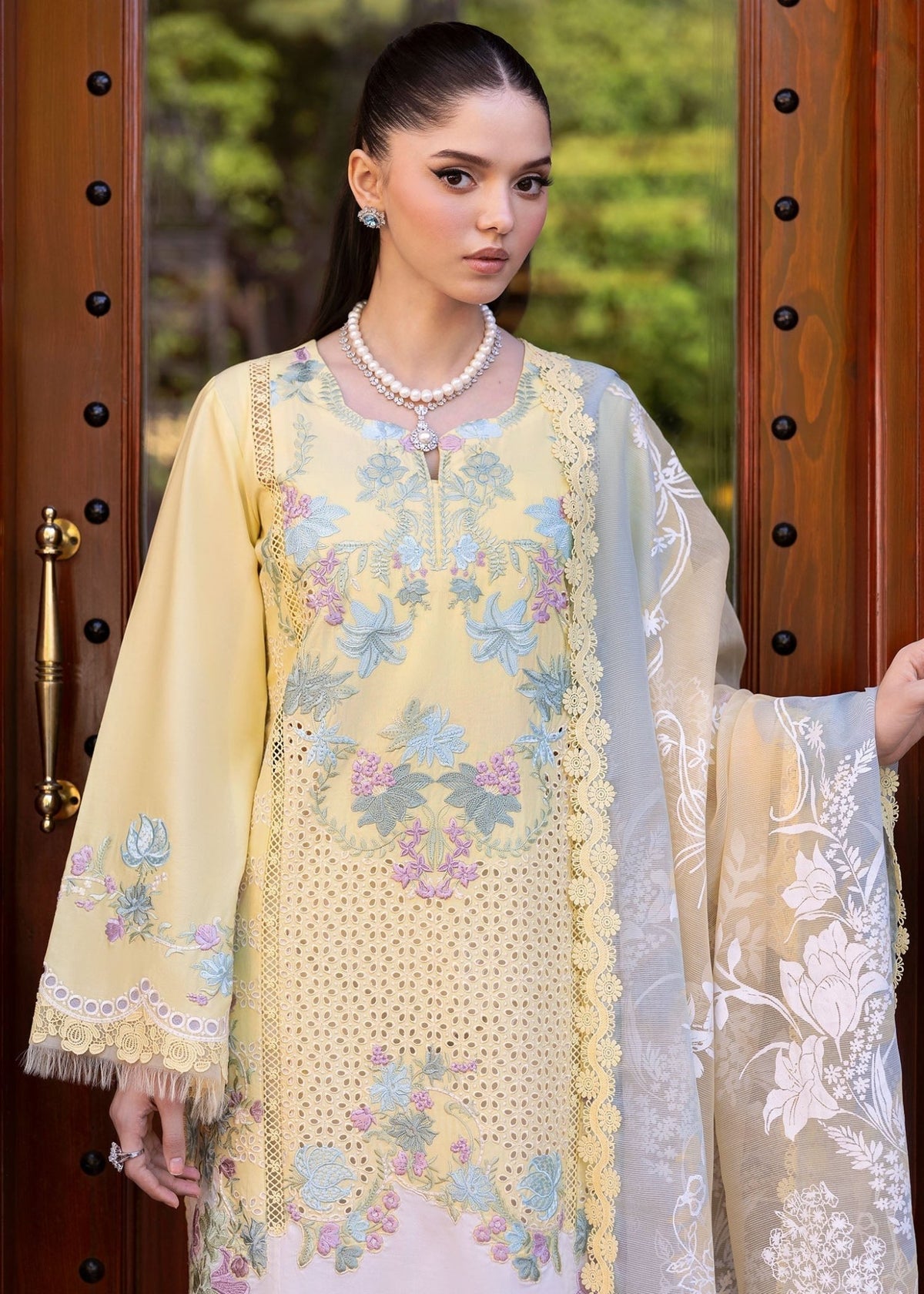 Saira Shakira | Bloom Lawn 25 | LOTUS REVERIE 4-A-Brand:Saira Shakira-Type:Ladies Clothes-Lime Yellow-Lawn-House of Maryam- Buy in UK, USA