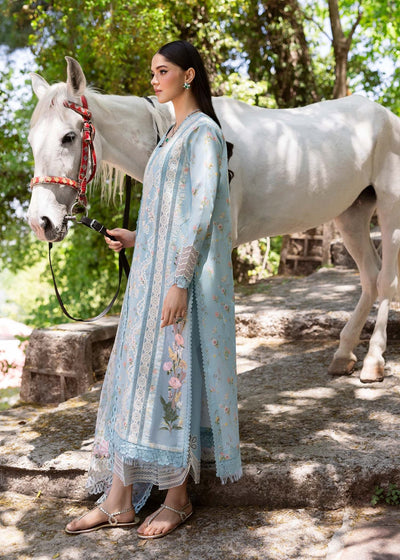 Saira Shakira | Bloom Lawn 25 | SWEET OPEL 8-B-Brand:Saira Shakira-Type:Ladies Clothes-Sky Blue-Lawn-House of Maryam- Buy in UK, USA
