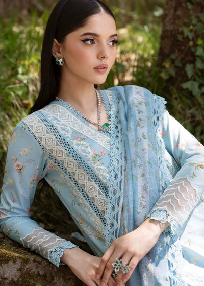 Saira Shakira | Bloom Lawn 25 | SWEET OPEL 8-B-Brand:Saira Shakira-Type:Ladies Clothes-Sky Blue-Lawn-House of Maryam- Buy in UK, USA