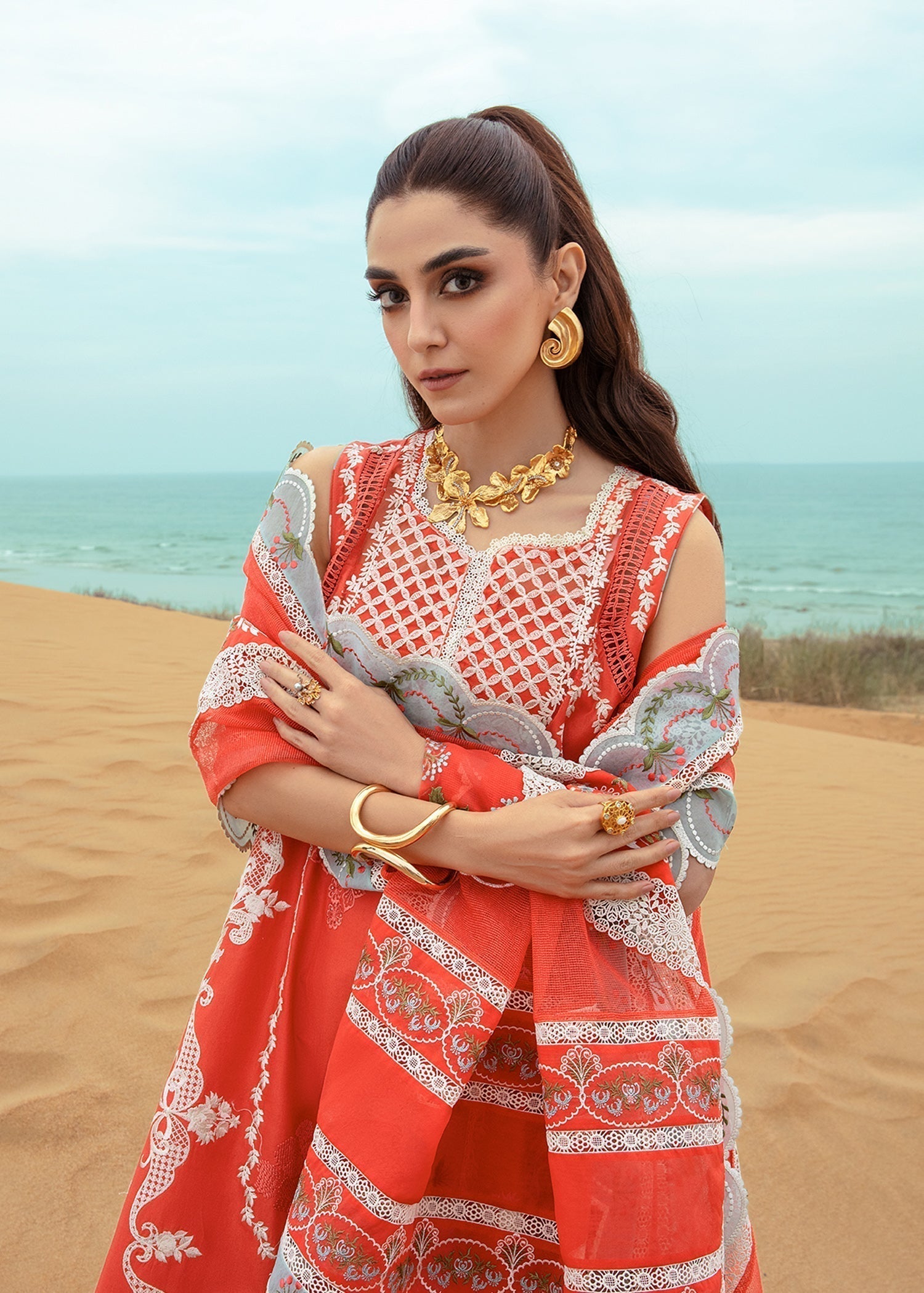 Crimson | Lawn 24 | Stars of Fire - Fiesta Coral by Designer Crimson - House of Maryam - Pakistani Designer Ethnic Wear in {{ shop.shopifyCountryName }}