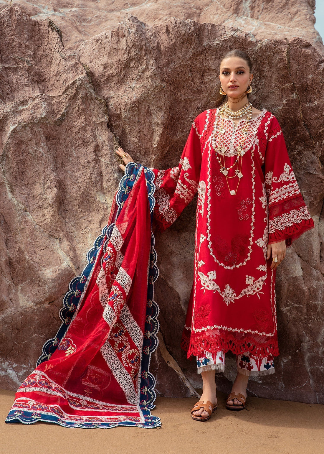 Crimson | Lawn 24 | Stars of Fire - Flame red by Designer Crimson - House of Maryam - Pakistani Designer Ethnic Wear in {{ shop.shopifyCountryName }}