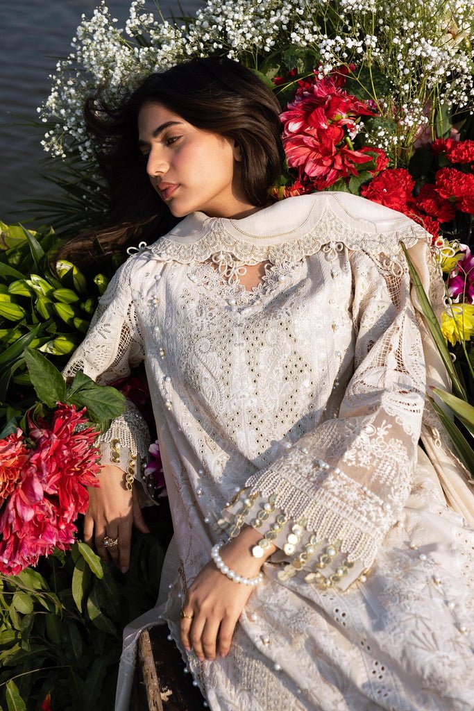 Sana Safinaz | Luxury Lawn 26 | S-01-Brand:Sana Safinaz-Type:Ladies Clothes-Ivory-Lawn-House of Maryam- Buy in UK, USA