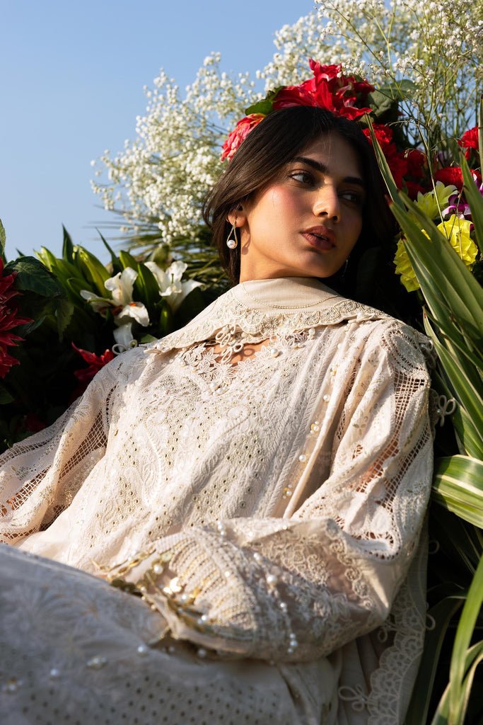 Sana Safinaz | Luxury Lawn 26 | S-01-Brand:Sana Safinaz-Type:Ladies Clothes-Ivory-Lawn-House of Maryam- Buy in UK, USA