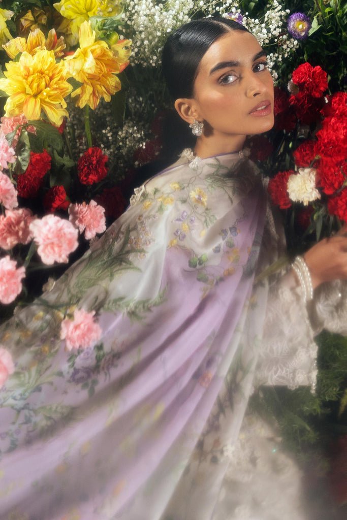 Sana Safinaz | Luxury Lawn 26 | S-02-Brand:Sana Safinaz-Type:Ladies Clothes-soft gray-Net-House of Maryam- Buy in UK, USA