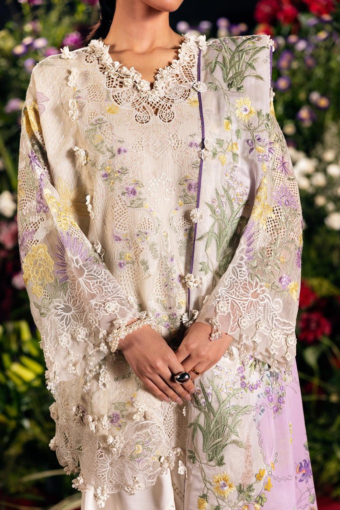 Sana Safinaz | Luxury Lawn 26 | S-02-Brand:Sana Safinaz-Type:Ladies Clothes-soft gray-Net-House of Maryam- Buy in UK, USA
