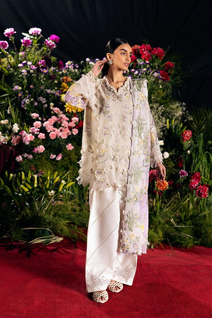 Sana Safinaz | Luxury Lawn 26 | S-02-Brand:Sana Safinaz-Type:Ladies Clothes-soft gray-Net-House of Maryam- Buy in UK, USA