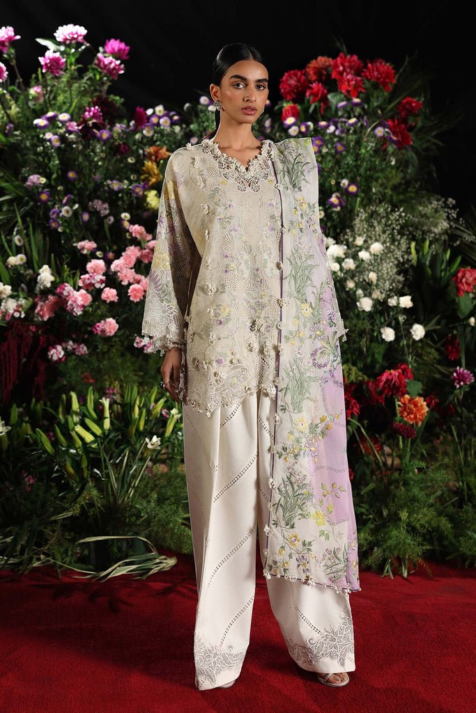 Sana Safinaz | Luxury Lawn 26 | S-02-Brand:Sana Safinaz-Type:Ladies Clothes-soft gray-Net-House of Maryam- Buy in UK, USA