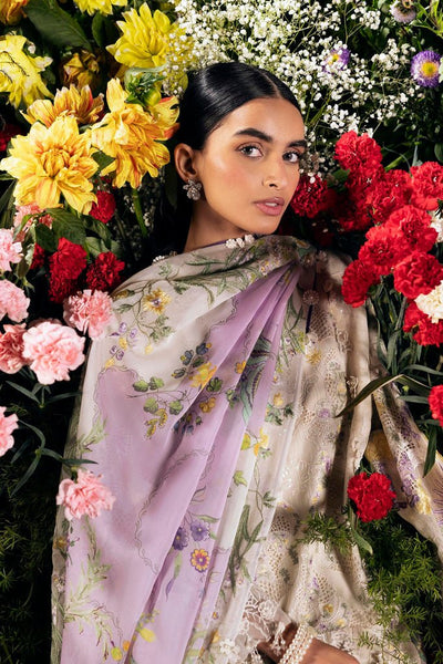 Sana Safinaz | Luxury Lawn 26 | S-02-Brand:Sana Safinaz-Type:Ladies Clothes-soft gray-Net-House of Maryam- Buy in UK, USA