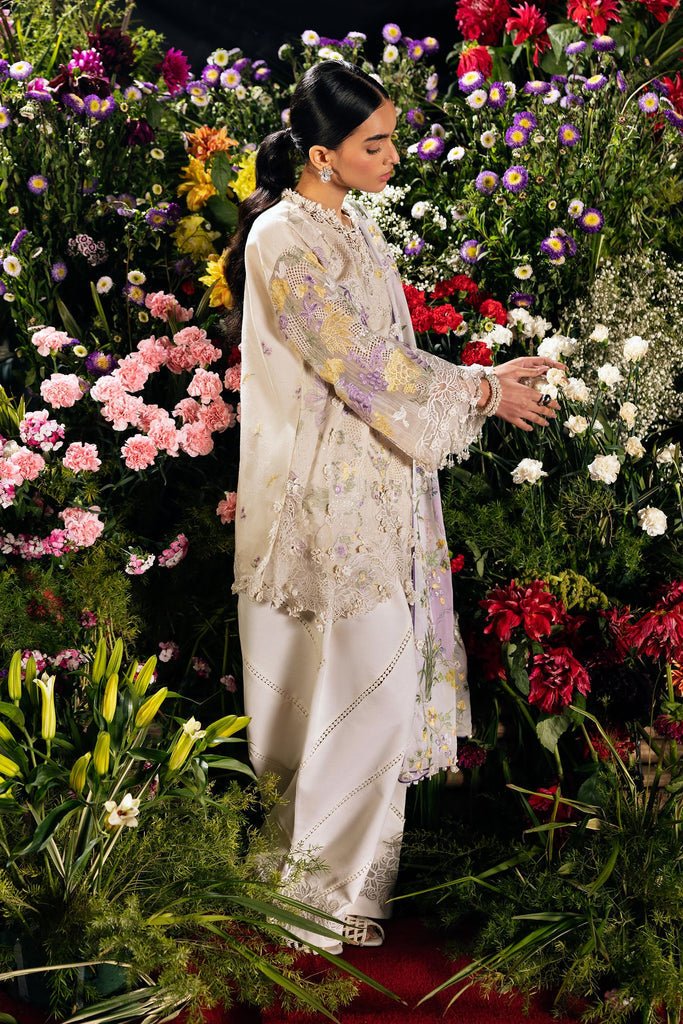 Sana Safinaz | Luxury Lawn 26 | S-02-Brand:Sana Safinaz-Type:Ladies Clothes-soft gray-Net-House of Maryam- Buy in UK, USA