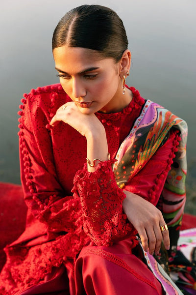 Sana Safinaz | Luxury Lawn 26 | S-03-Brand:Sana Safinaz-Type:Ladies Clothes-Deep Red-Lawn-House of Maryam- Buy in UK, USA