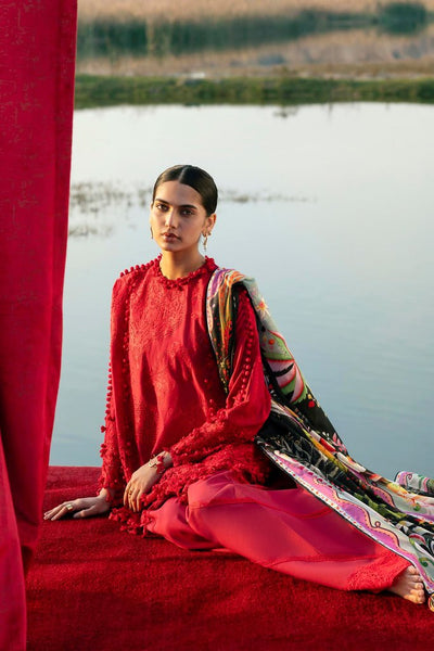 Sana Safinaz | Luxury Lawn 26 | S-03-Brand:Sana Safinaz-Type:Ladies Clothes-Deep Red-Lawn-House of Maryam- Buy in UK, USA