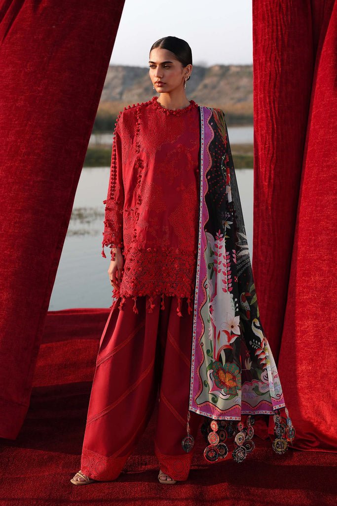 Sana Safinaz | Luxury Lawn 26 | S-03-Brand:Sana Safinaz-Type:Ladies Clothes-Deep Red-Lawn-House of Maryam- Buy in UK, USA