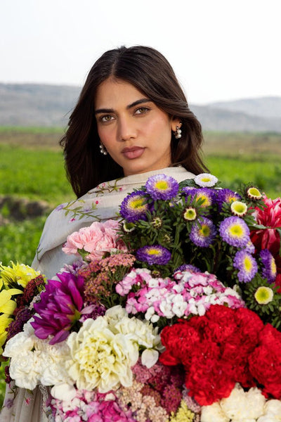 Sana Safinaz | Luxury Lawn 26 | S-05-Brand:Mushq-Type:Luxury-soft gray-Net-House of Maryam- Buy in UK, USA