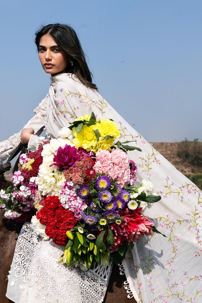 Sana Safinaz | Luxury Lawn 26 | S-05-Brand:Mushq-Type:Luxury-soft gray-Net-House of Maryam- Buy in UK, USA