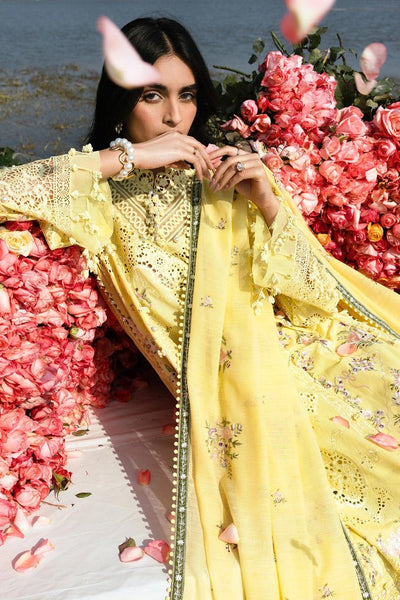 Sana Safinaz | Luxury Lawn 26 | S-07-Brand:Sana Safinaz-Type:Ladies Clothes-Pastel Yellow-Lawn-House of Maryam- Buy in UK, USA