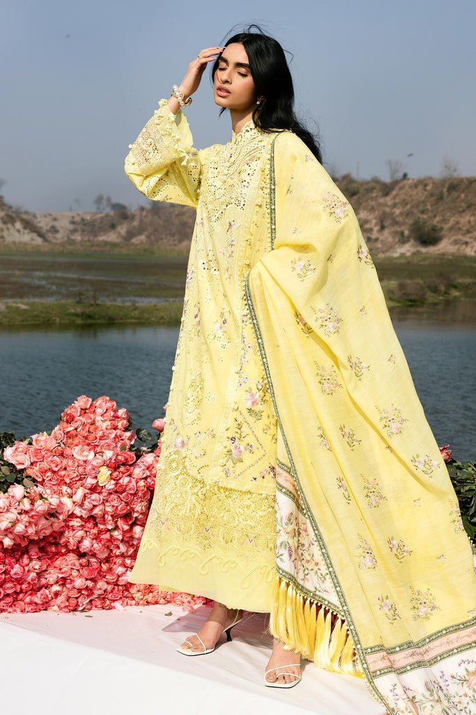 Sana Safinaz | Luxury Lawn 26 | S-07-Brand:Sana Safinaz-Type:Ladies Clothes-Pastel Yellow-Lawn-House of Maryam- Buy in UK, USA