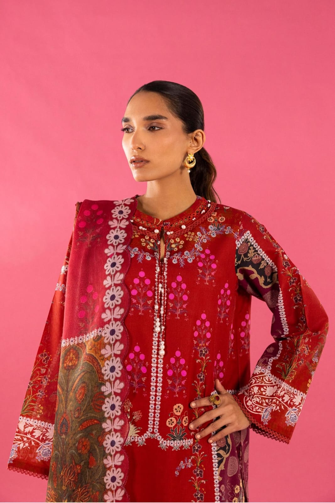 Sana Safinaz | Mahay Summer |H262-001A-3AS-Brand:Sana Safinaz-Type:Ladies Clothes-Deep Red-Lawn-House of Maryam- Buy in UK, USA