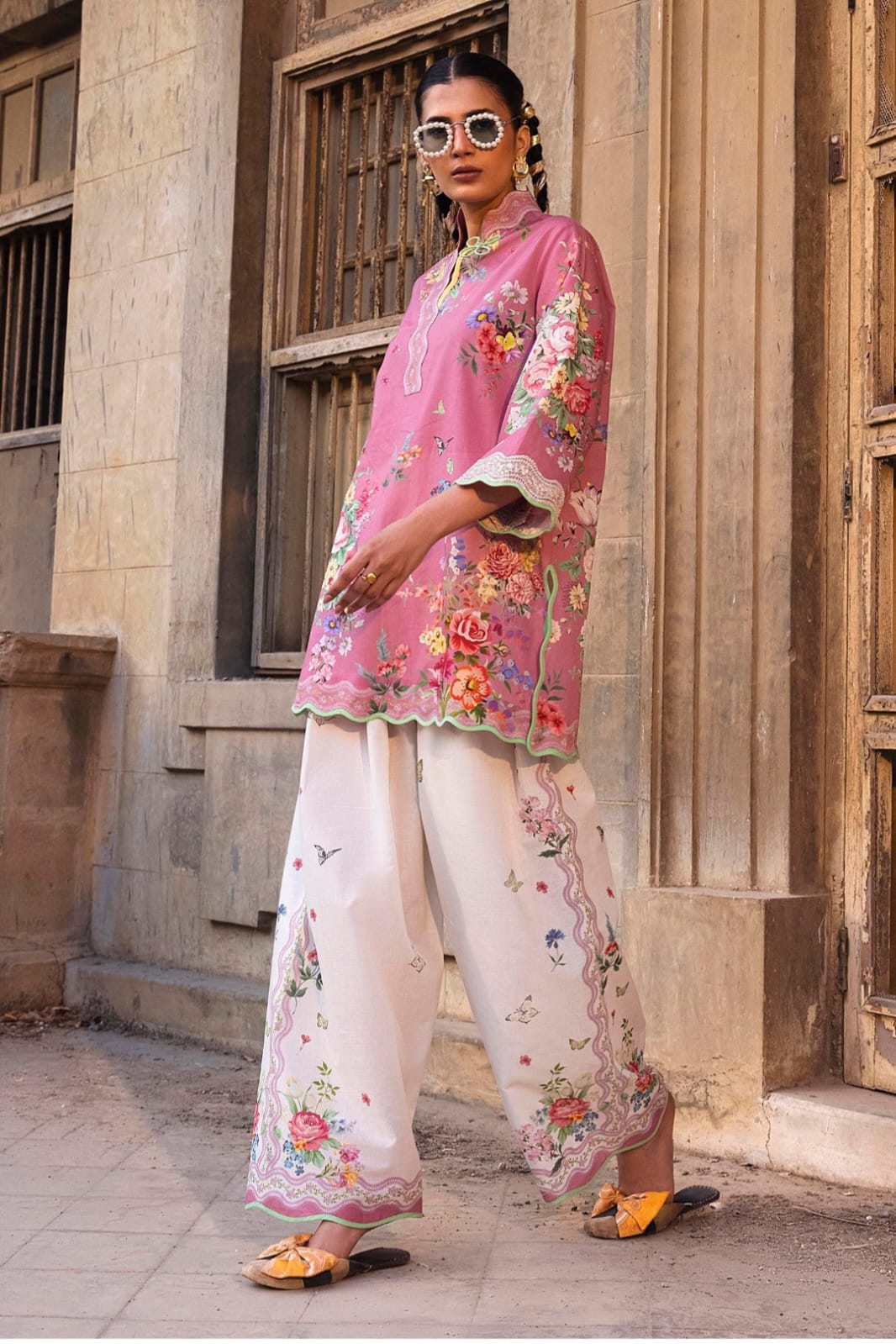 Sana Safinaz | Mahay Summer | H262-003B-2AC-Brand:Sana Safinaz-Type:Ladies Clothes-Rose Pink-Lawn-House of Maryam- Buy in UK, USA