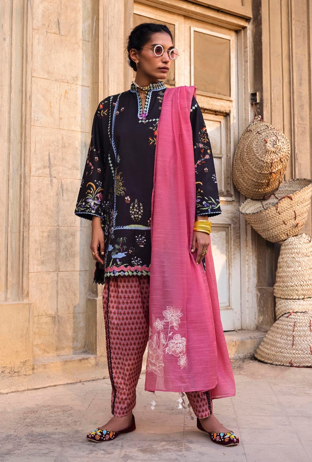 Sana Safinaz | Mahay Summer | H262-005A-3CG-Brand:Sana Safinaz-Type:Ladies Clothes-Black-Lawn-House of Maryam- Buy in UK, USA