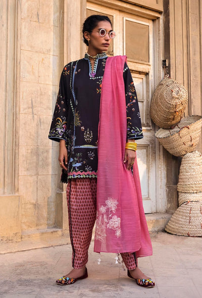 Sana Safinaz | Mahay Summer | H262-005A-3CG-Brand:Sana Safinaz-Type:Ladies Clothes-Black-Lawn-House of Maryam- Buy in UK, USA