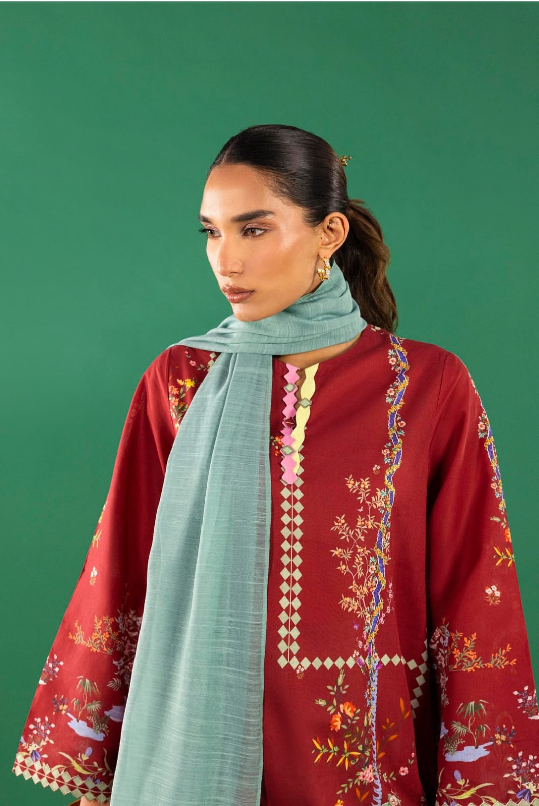 Sana Safinaz | Mahay Summer | H262-005B-3CG-Brand:Sana Safinaz-Type:Ladies Clothes-Redish Pink-Lawn-House of Maryam- Buy in UK, USA