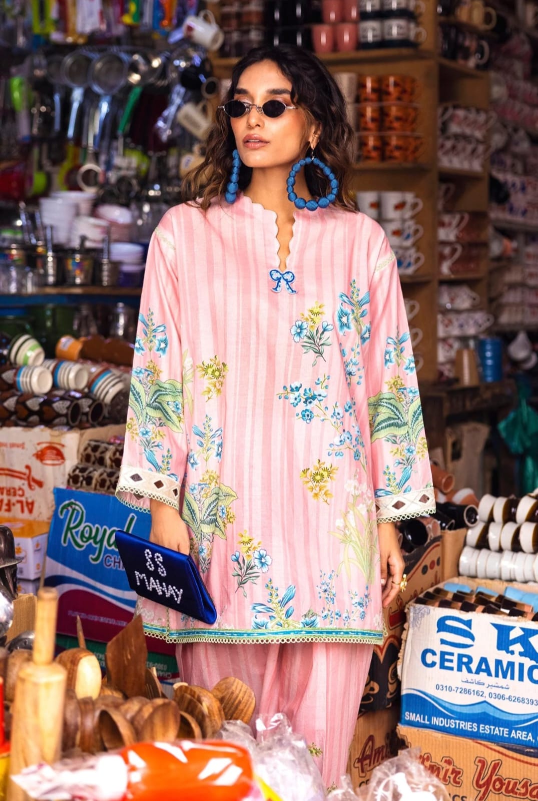 Sana Safinaz | Mahay Summer | H262-008B-2AC-Brand:Sana Safinaz-Type:Ladies Clothes-Pink-Lawn-House of Maryam- Buy in UK, USA