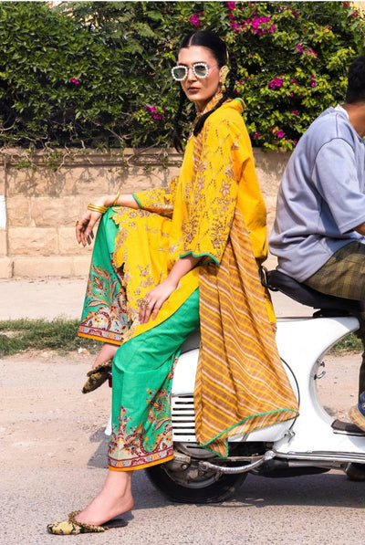Sana Safinaz | Mahay Summer |H262-009A-3CI-Brand:Sana Safinaz-Type:Ladies Clothes-Yellow-Lawn-House of Maryam- Buy in UK, USA