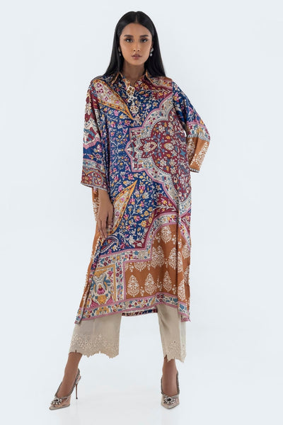 Sana Safinaz | Silk Tunics | FW24STP801-Brand:Sana Safinaz-Type:Ladies Clothes-Multicolor-Poly Satin-House of Maryam- Buy in UK, USA
