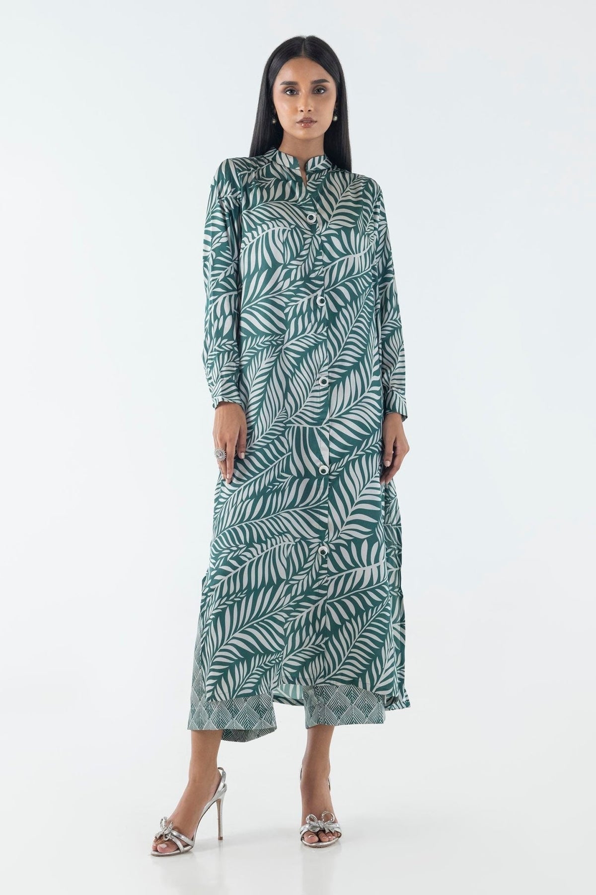 Sana Safinaz | Silk Tunics | FW24STP804P2T-Brand:Sana Safinaz-Type:Ladies Clothes-Multicolor-Poly Satin-House of Maryam- Buy in UK, USA