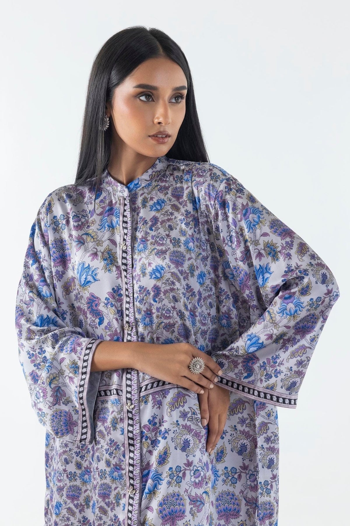 Sana Safinaz | Silk Tunics | FW24STP808P2T-Brand:Sana Safinaz-Type:Ladies Clothes-Multicolor-Poly Satin-House of Maryam- Buy in UK, USA