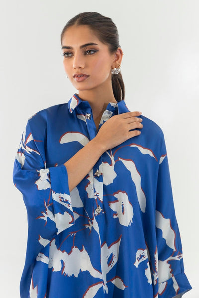 Sana Safinaz | Silk Tunics | SS24STP119P2T-Brand:Sana Safinaz-Type:Ladies Clothes-Multicolor-Poly Satin-House of Maryam- Buy in UK, USA