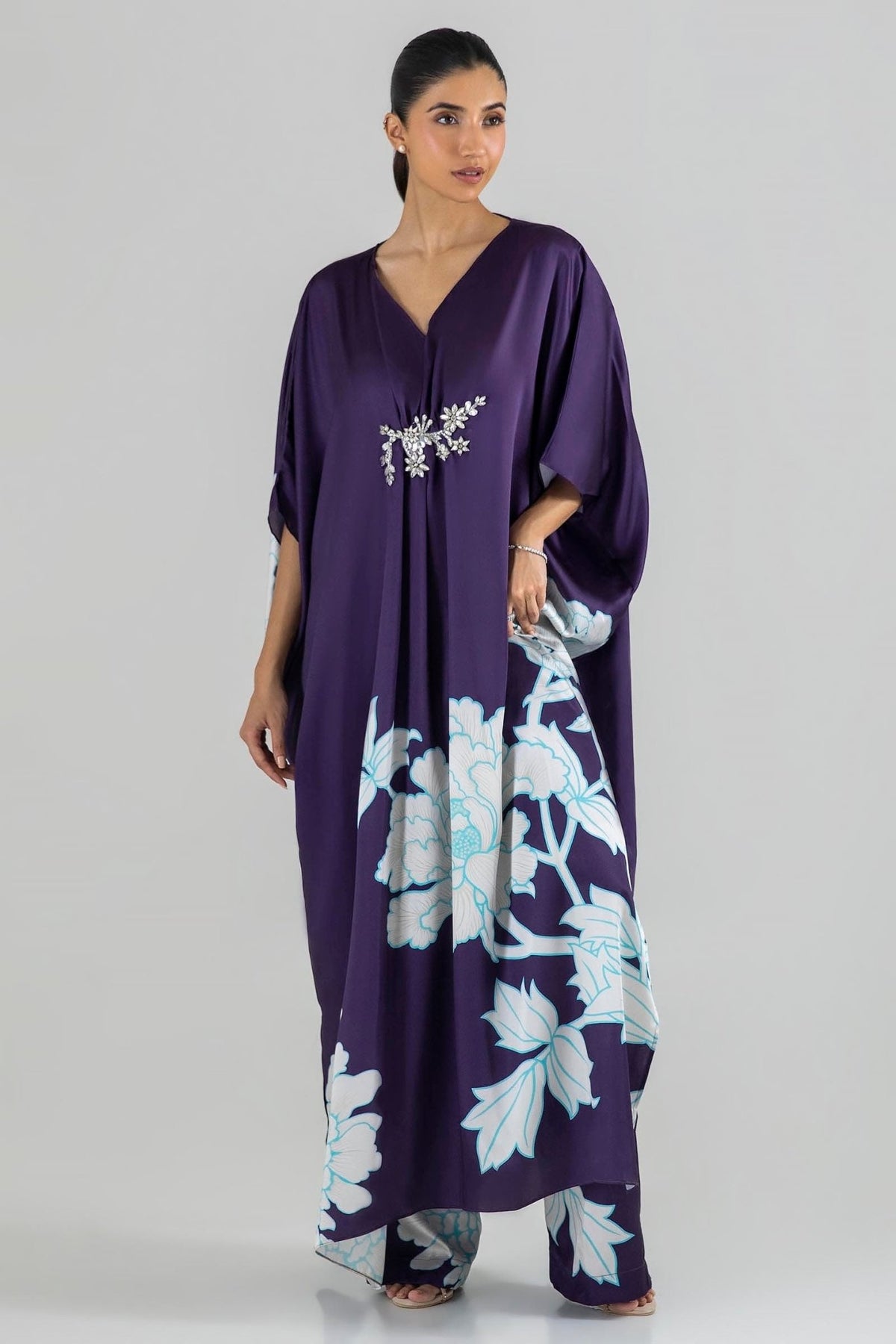 Sana Safinaz | Silk Tunics | SS24STP132P2T-Brand:Sana Safinaz-Type:Ladies Clothes-Multicolor-Poly Satin-House of Maryam- Buy in UK, USA