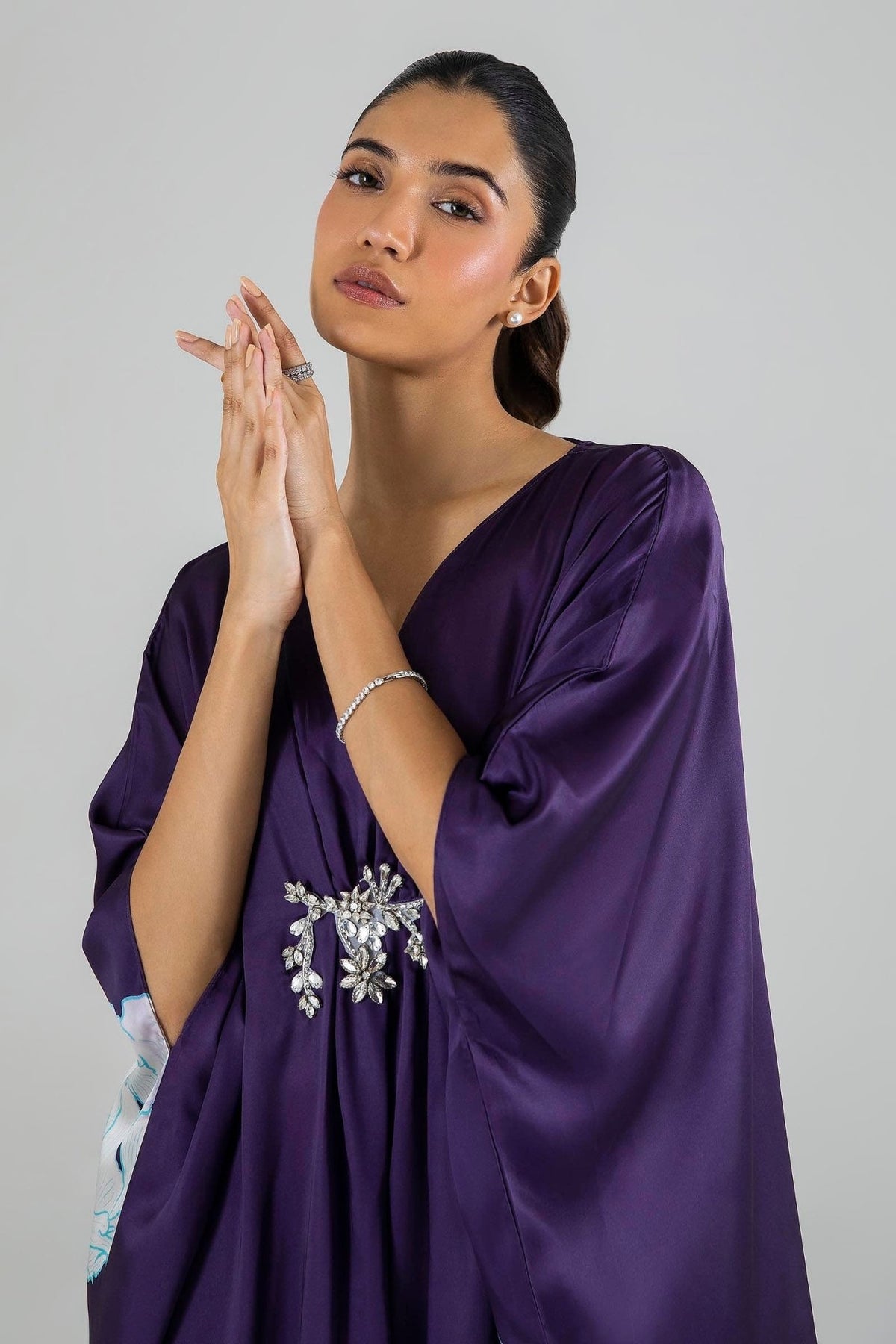 Sana Safinaz | Silk Tunics | SS24STP132P2T-Brand:Sana Safinaz-Type:Ladies Clothes-Multicolor-Poly Satin-House of Maryam- Buy in UK, USA