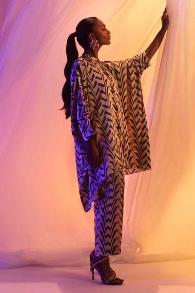 Sana Safinaz | Silk Tunics | SS24STP141P2T-Brand:Sana Safinaz-Type:Ladies Clothes-Poly Crepe-Multicolor-House of Maryam- Buy in UK, USA