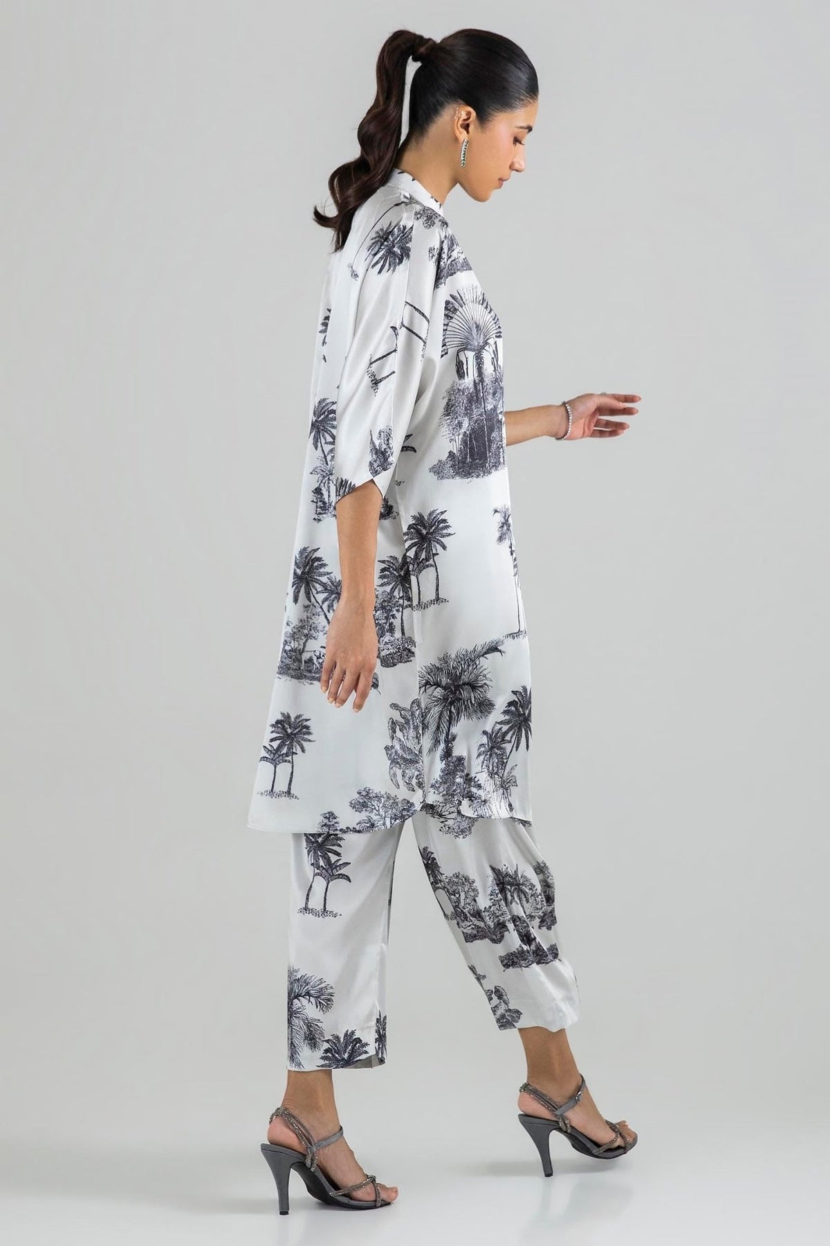 Sana Safinaz | Silk Tunics | SS24STP142P2T-Brand:Sana Safinaz-Type:Ladies Clothes-White-Poly Satin-House of Maryam- Buy in UK, USA