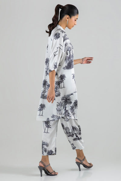 Sana Safinaz | Silk Tunics | SS24STP142P2T-Brand:Sana Safinaz-Type:Ladies Clothes-White-Poly Satin-House of Maryam- Buy in UK, USA